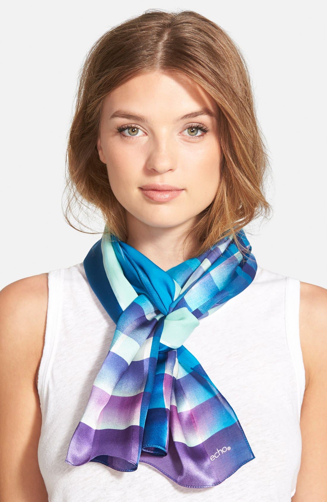 Echo 'Watercolor' Plaid Silk Scarf Nordstrom
