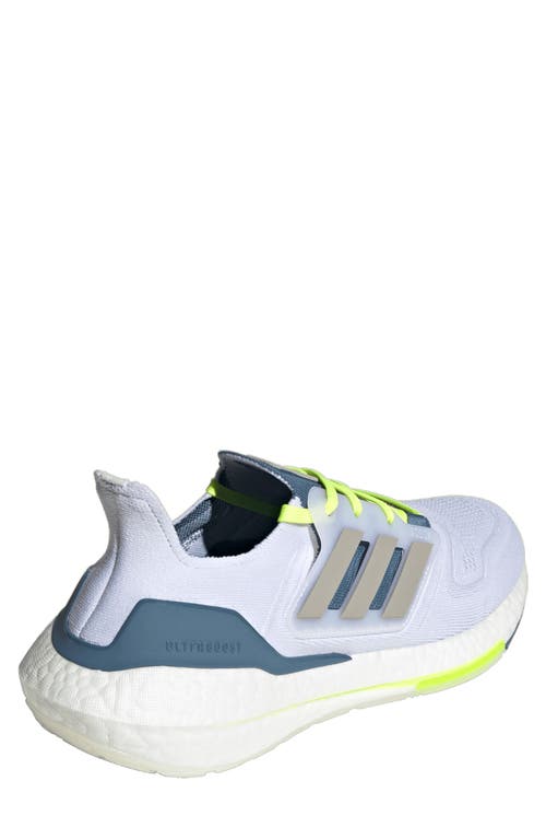 Shop Adidas Originals Adidas Ultraboost 22 Running Shoe In Ftwr White/grey/linen Green