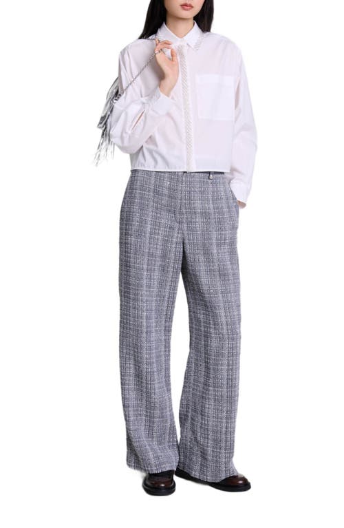 Shop Maje Tweed Trousers In Grey