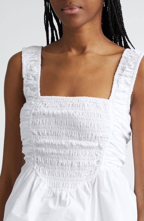 Shop Ganni Organic Cotton Poplin Sleeveless Top In Bright White