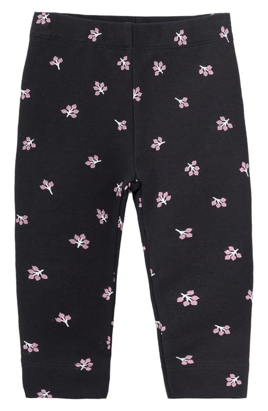 Miles The Label Babies' Winterberry Print Stretch Organic Cotton Leggings In Black