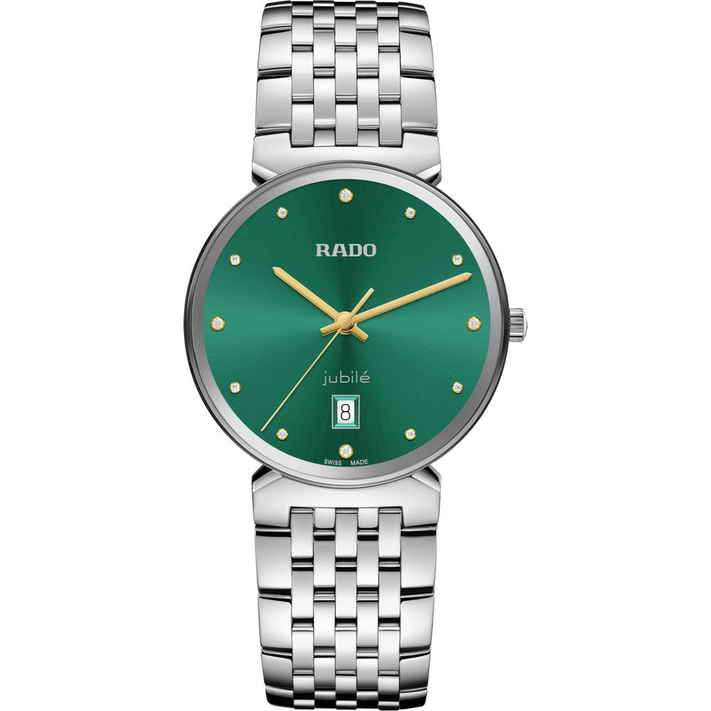 Rado Florence Diamond Bracelet Watch, 38mm In Silver/green