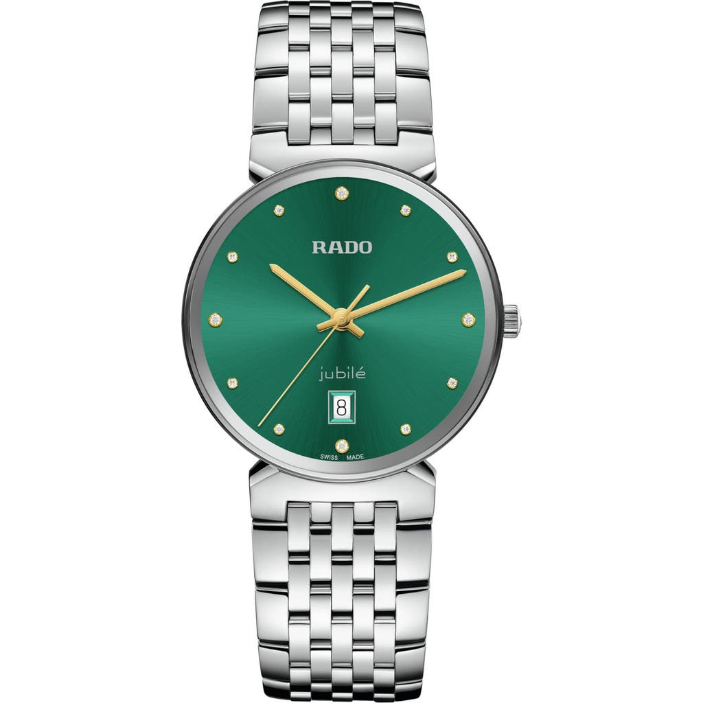 Rado Florence Diamond Bracelet Watch, 30mm In Silver/green