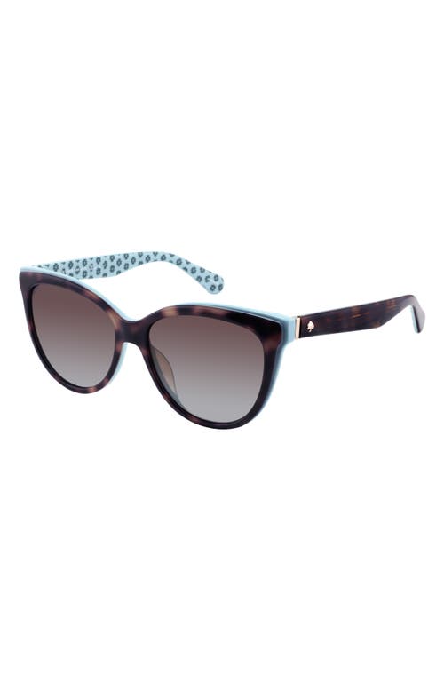 Shop Kate Spade New York Daeshas 56mm Polarized Cat Eye Sunglasses In Havana/green/brown