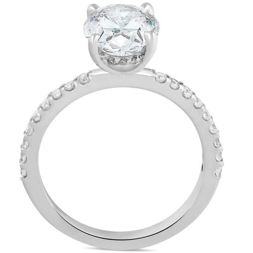 Bliss Diamond Certified 3 3/8ct Oval Diamond Engagement Ring Side Halo Lab Grown Gold In 14k White Gold