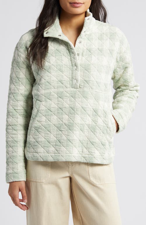 Quilted Snap Placket Pullover in Mint