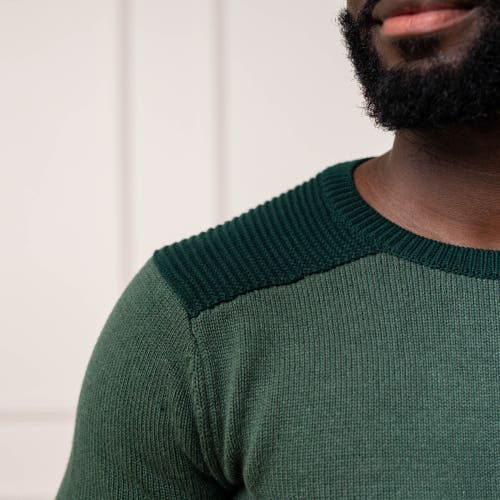 Hope & Henry Organic Shoulder Detail Crew Neck Sweater In Pine Green Heather