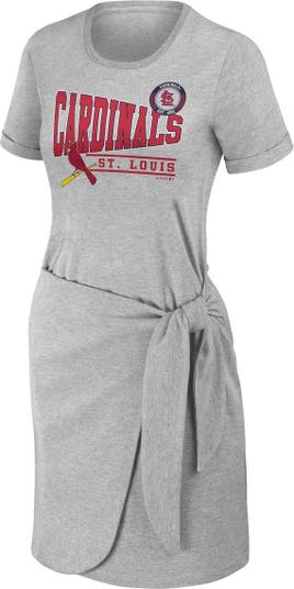 Women's WEAR by Erin Andrews Heather Gray St. Louis Cardinals Knotted  T-Shirt Dress