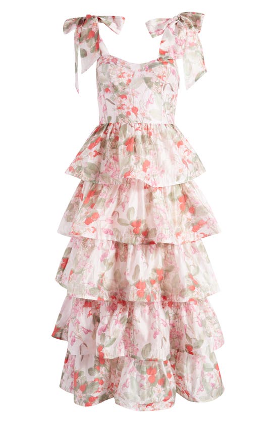 Shop & Other Stories Floral Tie Strap Tiered Midi Dress In Brinkley Aop