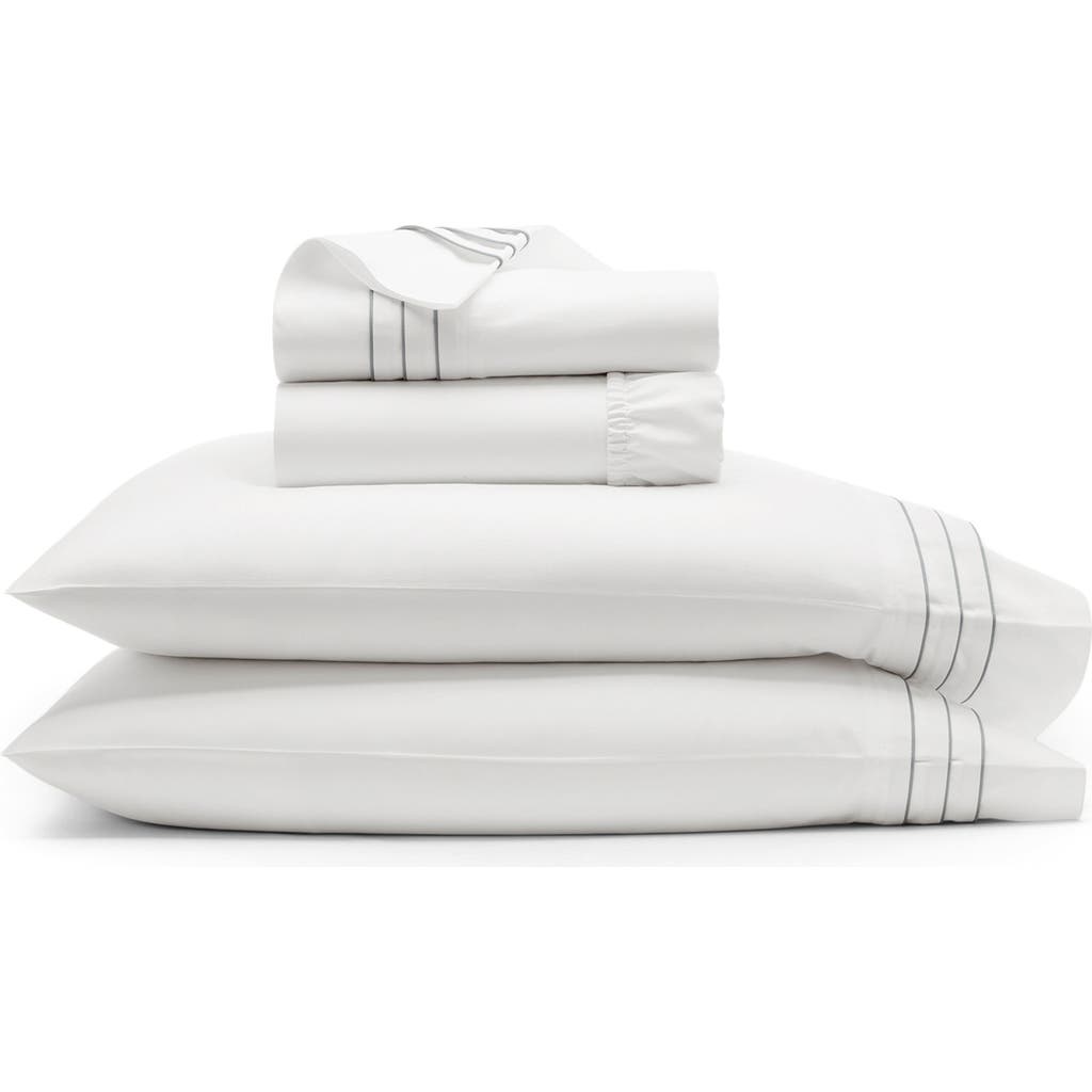 Boll & Branch Signature Triple Pleat Organic Cotton Sheet Set In White/shore