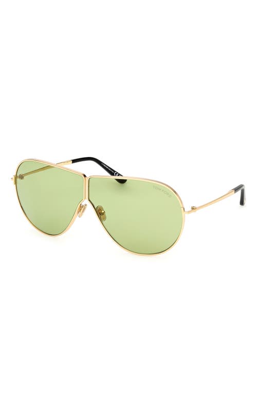 Shop Tom Ford Keating 71mm Oversize Pilot Sunglasses In Shiny Deep Gold/green