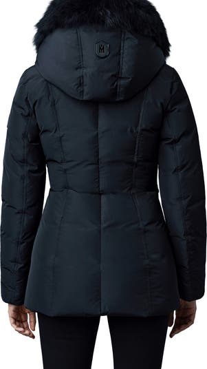 Adali fitted winter down coat with hood and fur trim hotsell