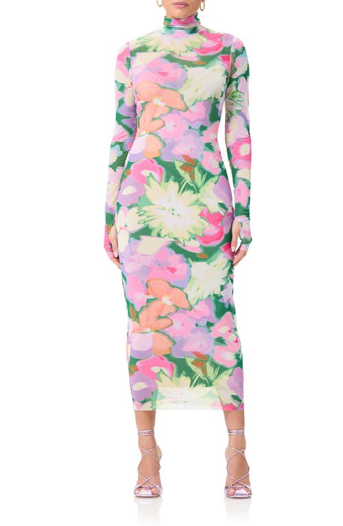 AFRM Shailene Long Sleeve Turtleneck Mesh Dress in Butter Petals | Smart  Closet