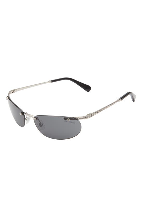 Shop Swarovski 59mm Oval Sunglasses In Matte Silver