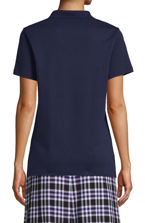Lands' End School Uniform  Short Sleeve Feminine Fit Interlock Polo Shirt In Classic Navy