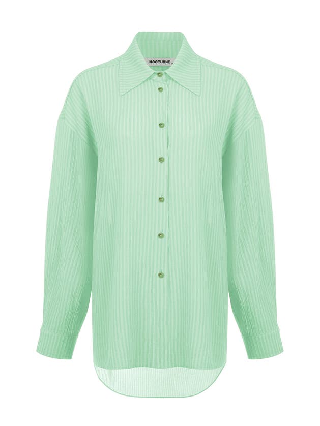 Shop Nocturne Oversized Twin Set Shirt In Mint Green