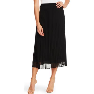 Cece Pleated Pull-On Skirt, Black