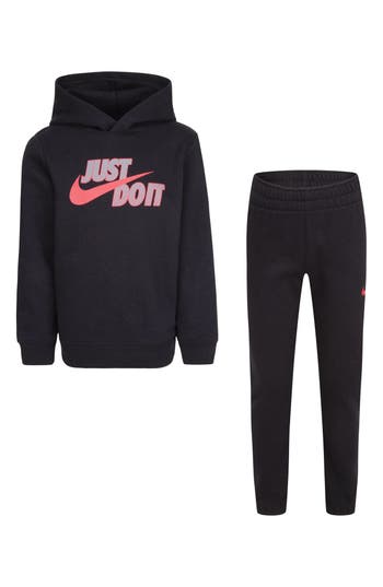 Nike Kids' Just Do It Fleece Hoodie & Pants Set In Black