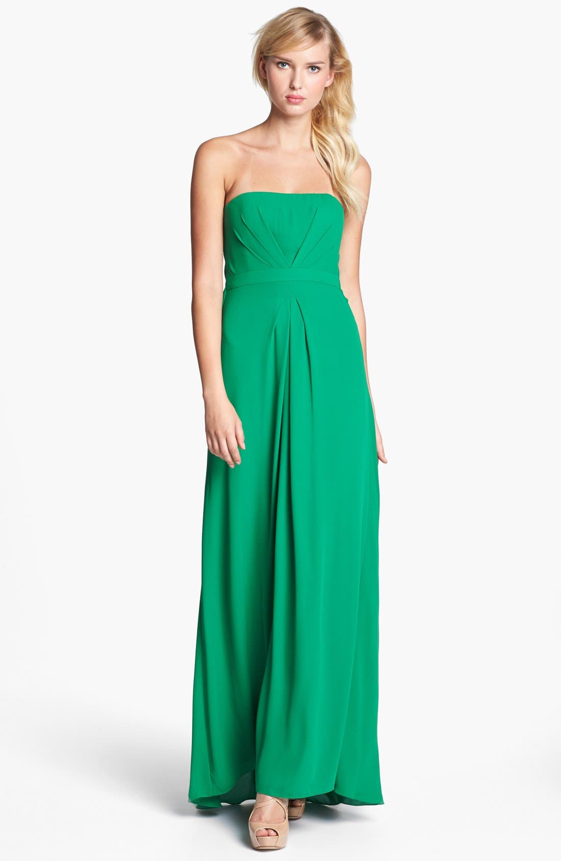 BCBGMAXAZRIA Strapless Pleated Gown | Nordstrom