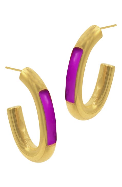 Water Resistant Enamel Hoop Earrings