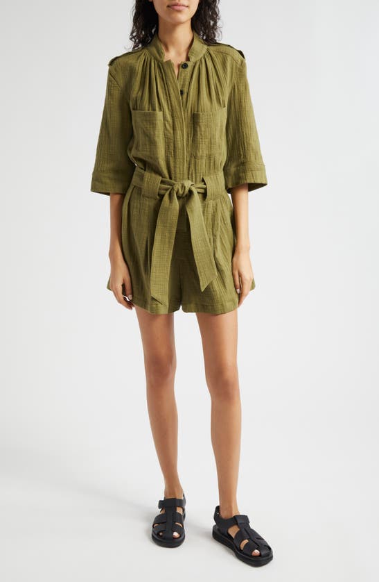 Shop Smythe Cotton Utility Romper In Army