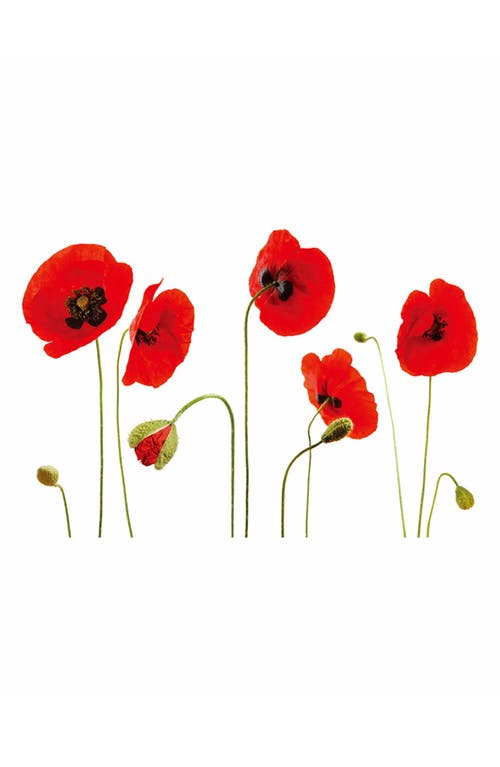 Shop Walplus Red Poppy Flower 2-piece Wall Decals In Black/red/green