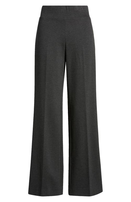 Anne Klein Pull-on Wide Leg Pants In Dark Grey Heather