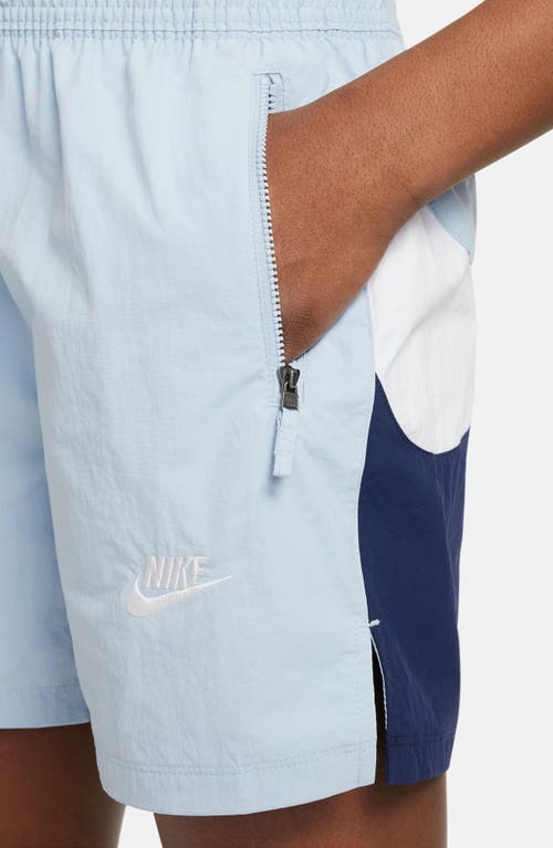 Shop Nike Kids' Amplify Nylon Athletic Shorts In Armory Blue/mid Navy/white