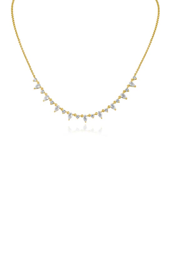 Shop Cz By Kenneth Jay Lane Alternating Cubic Zirconia Necklace In Clear/ Gold