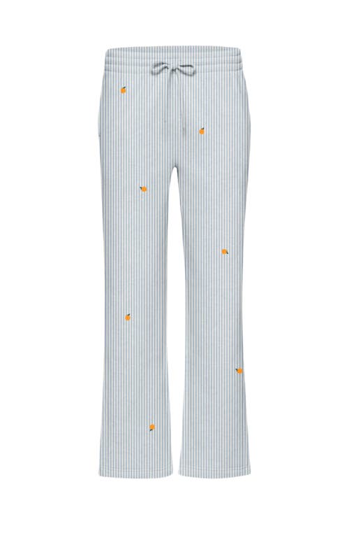 Shop Noon Cotton Pajama Pants In Blue Stripe/citrus