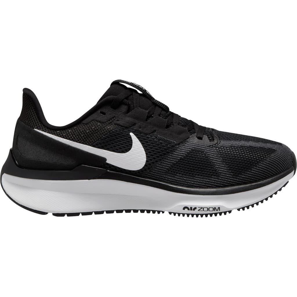 Nike Air Zoom Structure 25 Road Running Shoe In Black/white-dk Smoke Grey