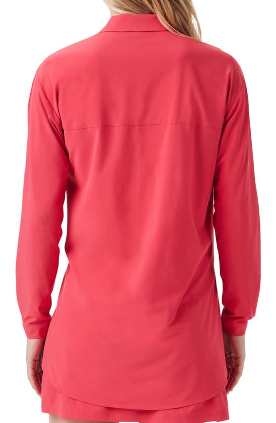 Shop Nz Active By Nic+zoe Performance Snap-up Shirt In Geranium