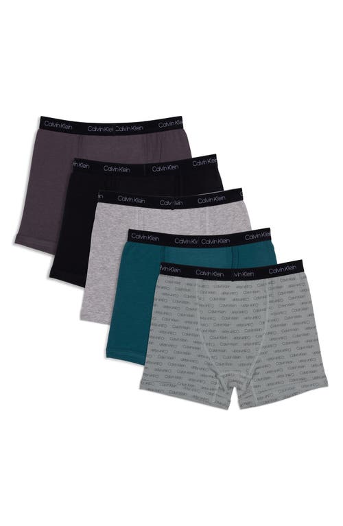 Shop Calvin Klein Kids' Assorted 5-pack Boxer Briefs In Grey/pacific/h Grey