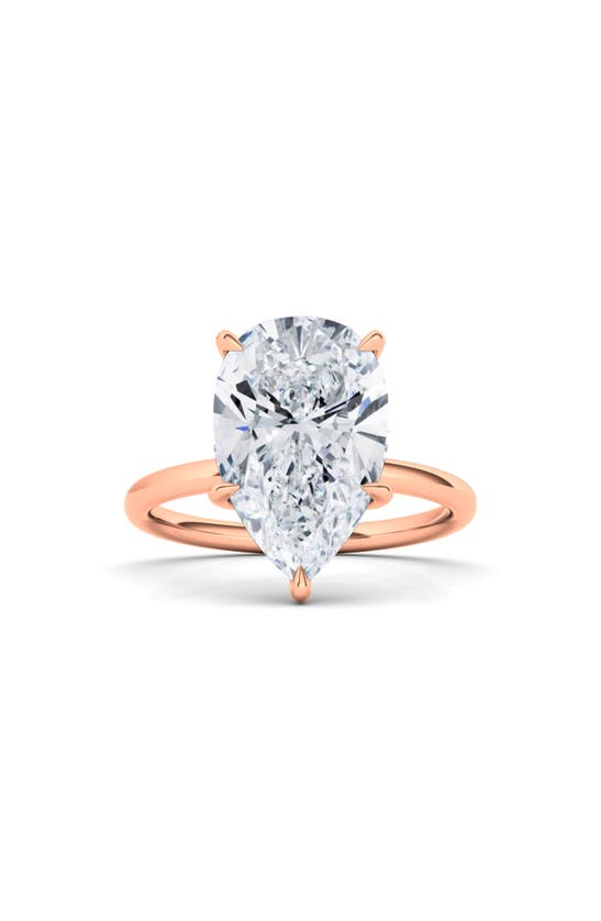 Shop Hautecarat 18k White Gold Pear Lab Created Diamond Engagement Ring In 18k Rose Gold