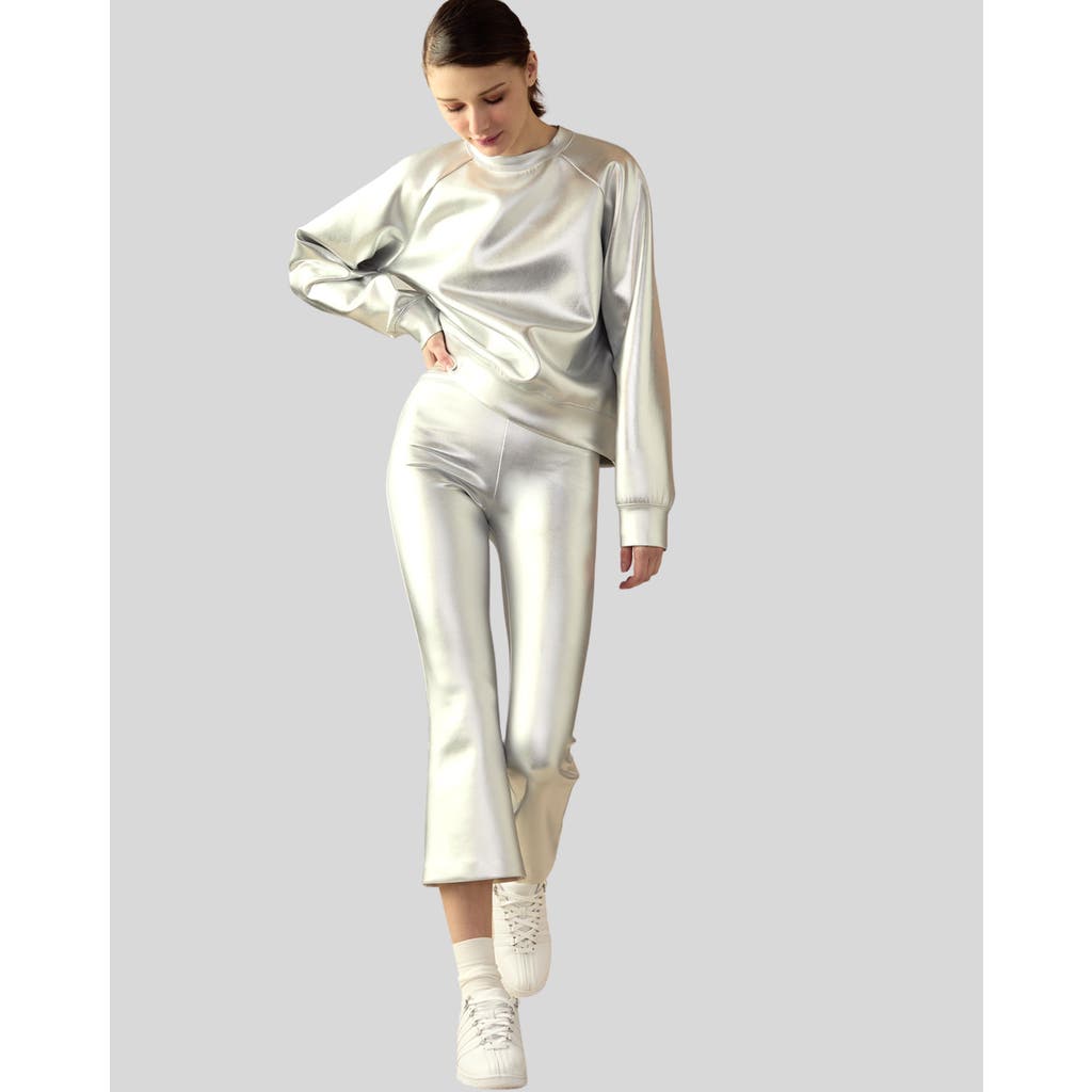 Cynthia Rowley Bonded Active Pant In Silver