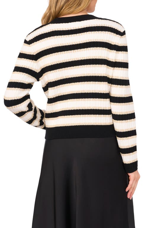 Cece Women's Striped Cardigan In Rich Black