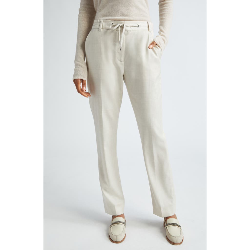 Shop Eleventy Sparkle Wool Blend Pants In Cream