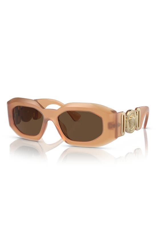 Shop Versace 53mm Rectangular Sunglasses In Brown