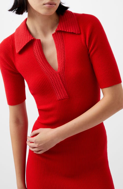 Shop French Connection Cosysoft Polo Rib Midi Sweater Dress In Mars Red