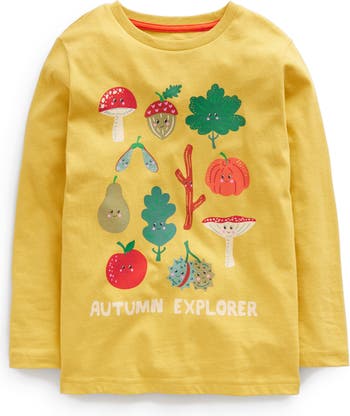 Mini Boden Kids' Botanical Print Long Sleeve Graphic T-Shirt