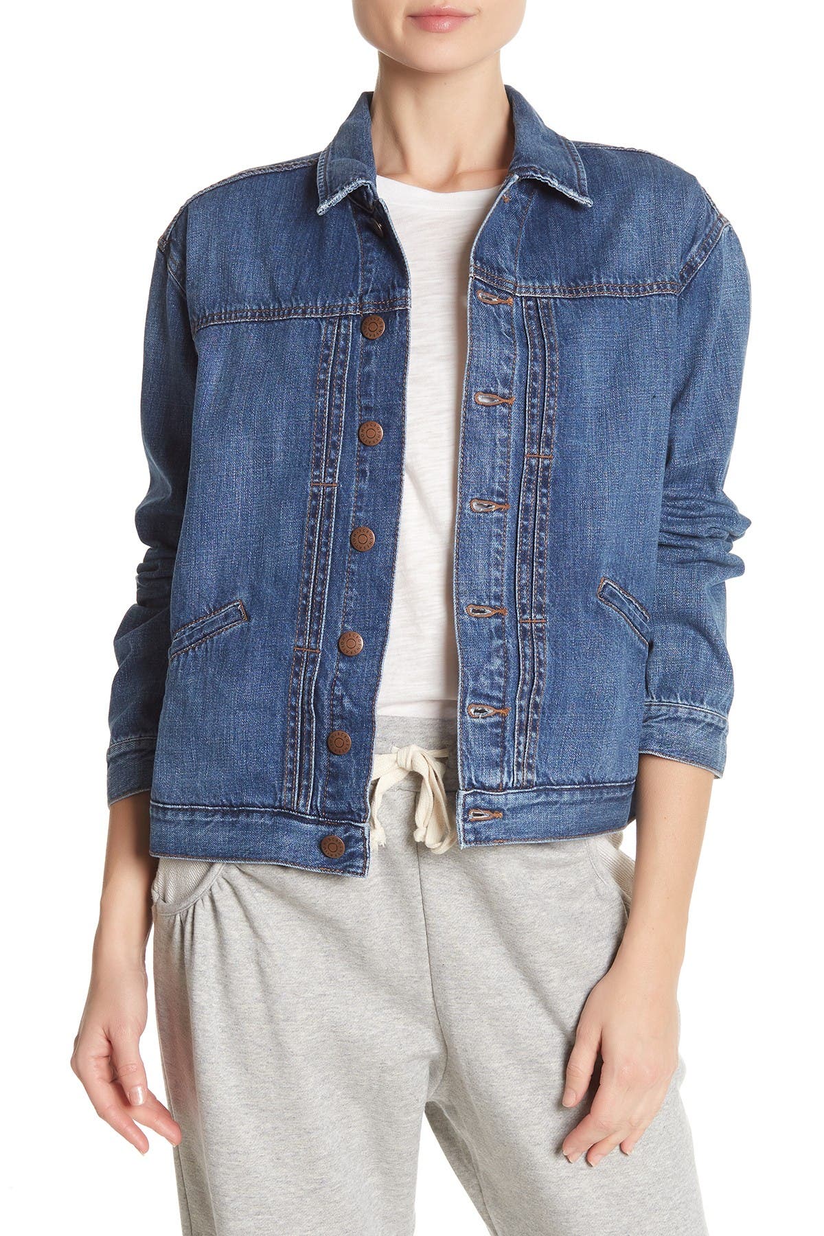 oversized beige denim jacket