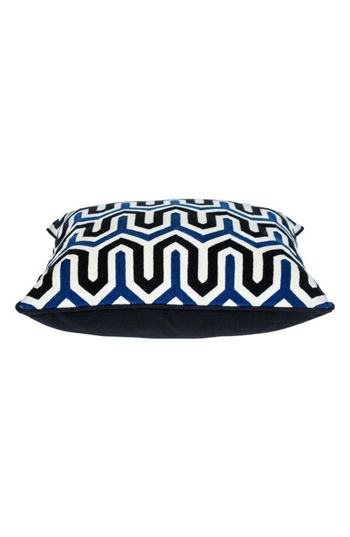 Parkland Collection Machu Embroidered Throw Pillow In Blue White Blue