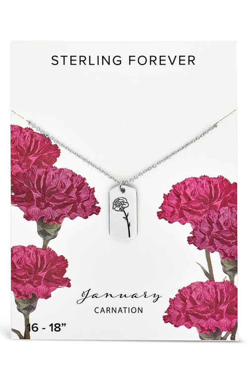 Sterling Forever Birth Flower Pendant Necklace In Silver/january
