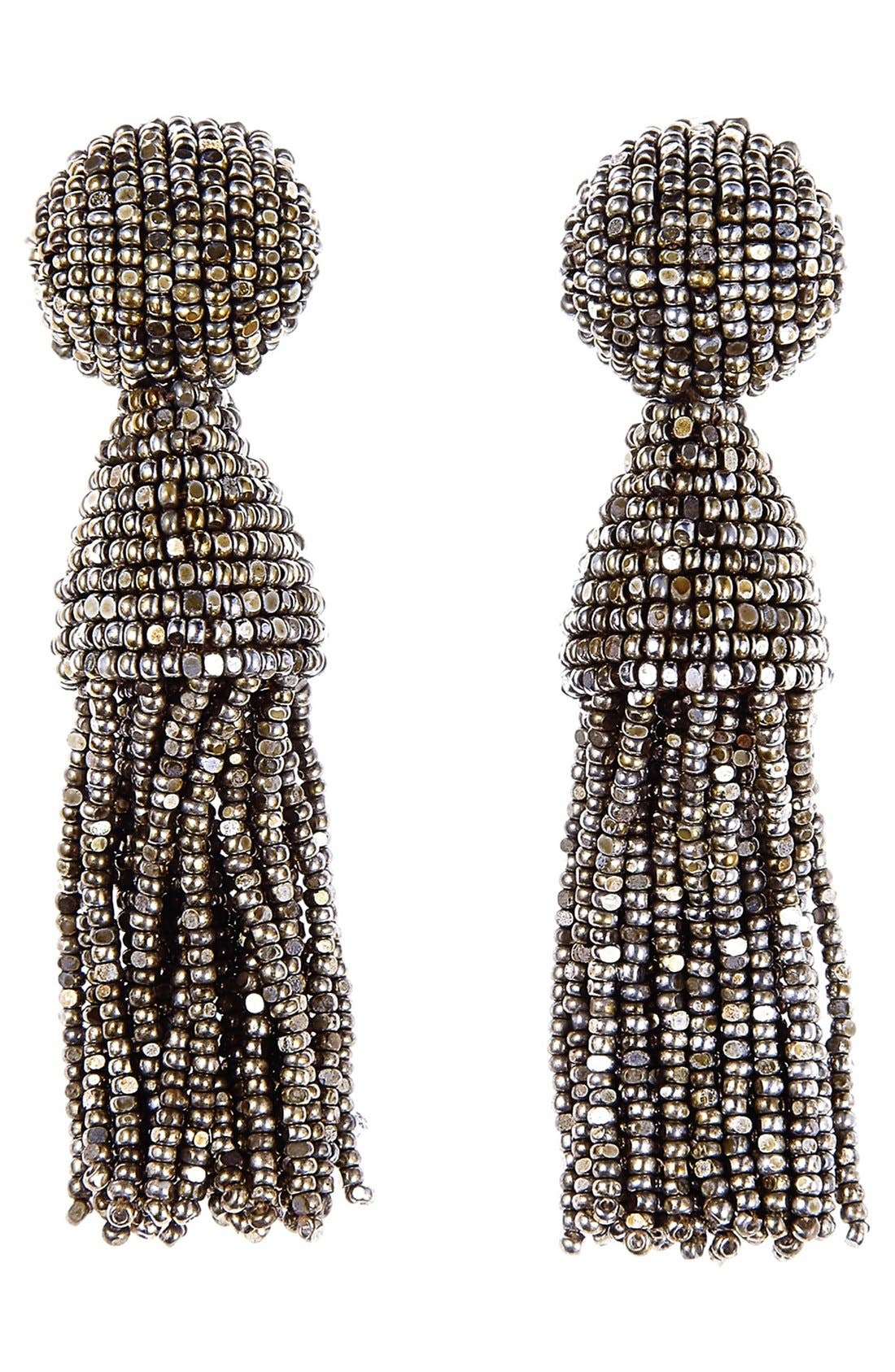 oscar de la renta short tassel earrings