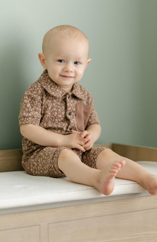 Shop L'ovedbaby Organic Cotton Romper In Latte Floral