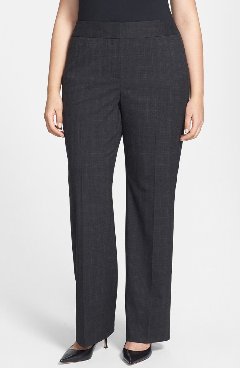 Sejour Windowpane Pattern Flat Front Suit Pants (Plus Size) | Nordstrom