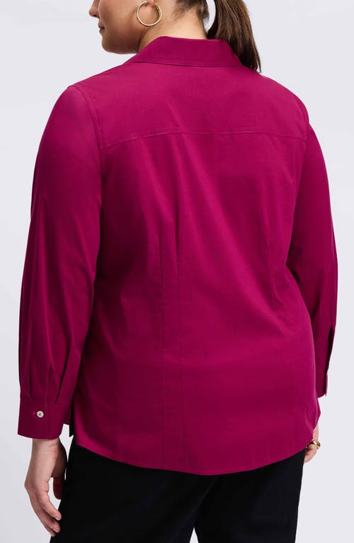 Shop Foxcroft Taylor Long Sleeve Stretch Button-up Shirt In Sangria