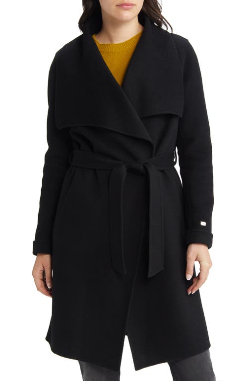 Soia & Kyo Belted Wool Blend Wrap Coat in Black
