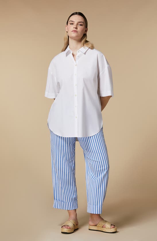 Shop Marina Rinaldi Harry Cotton Poplin Button-up Shirt In White