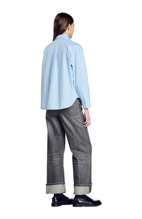 Shop Sandro Rhinestone Teardrop Shirt In Sky Blue